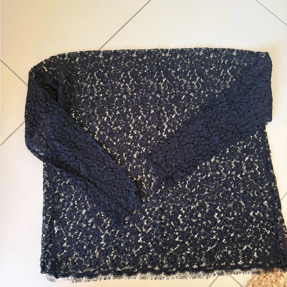 Elegant Navy Lace Women's Top